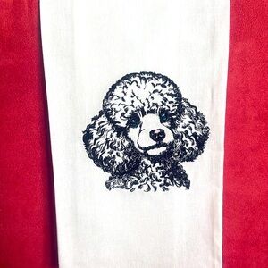 Poodle Silhouette Embroidered Hand Towel